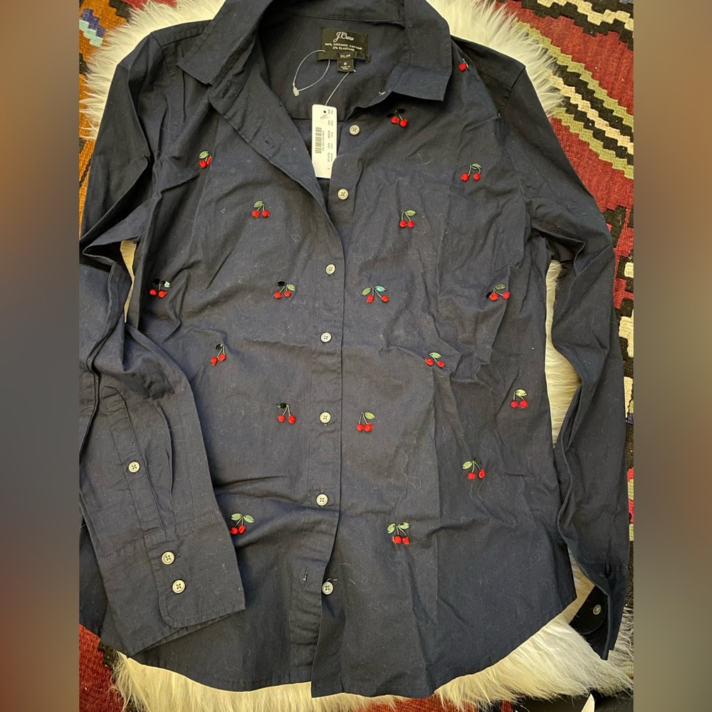 NWT J. Crew Cherry Oxford Shirt